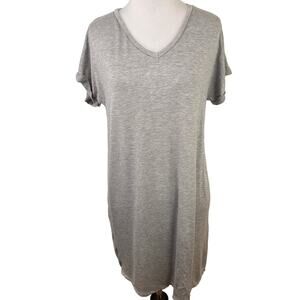 Antistar Greay V-Neck Grey Shirt Dress Size Small